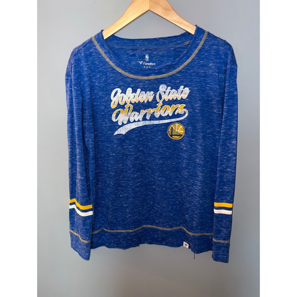 Fanatics Golden State Warriors Womens Blue Long Sleeve Slub Shirt Medium NBA